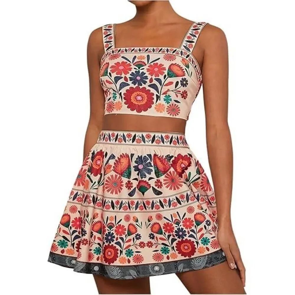 SHEIN floral skirt and crop top set XL